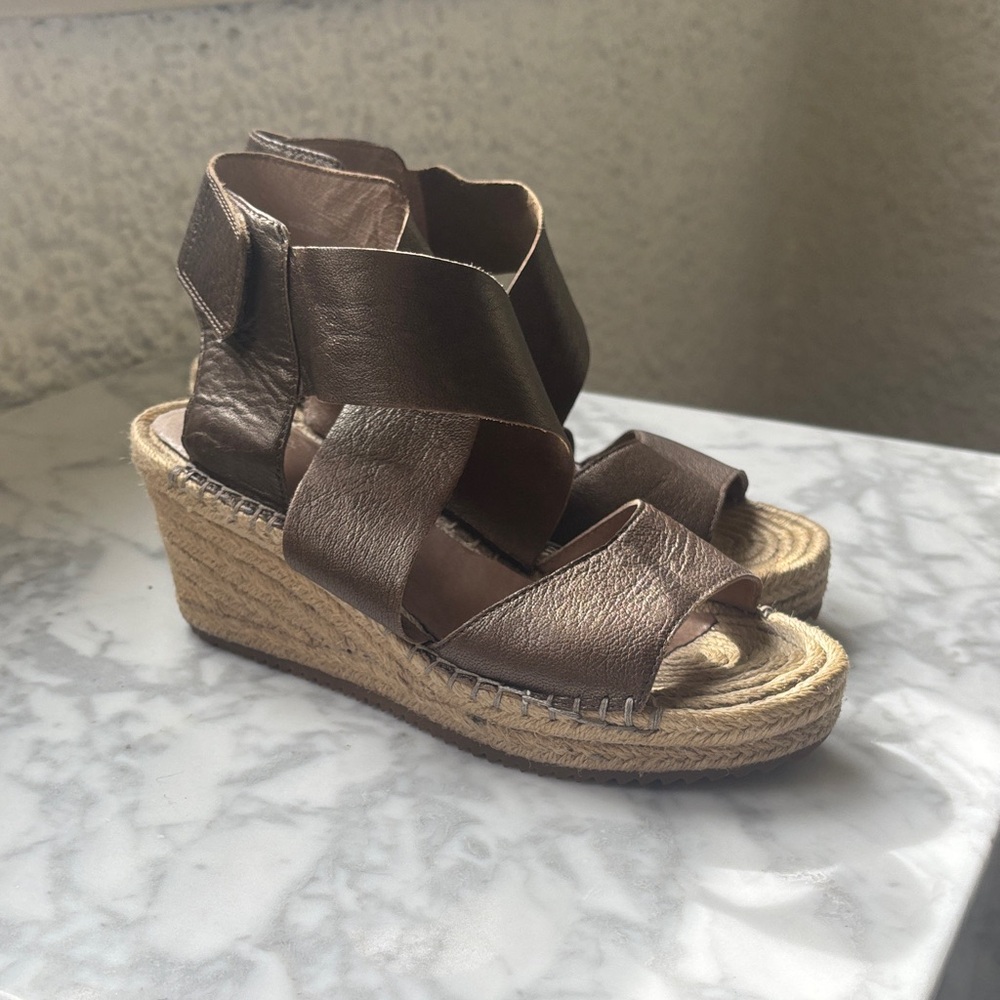 Eileen Fisher Metallic Wedge Sandals